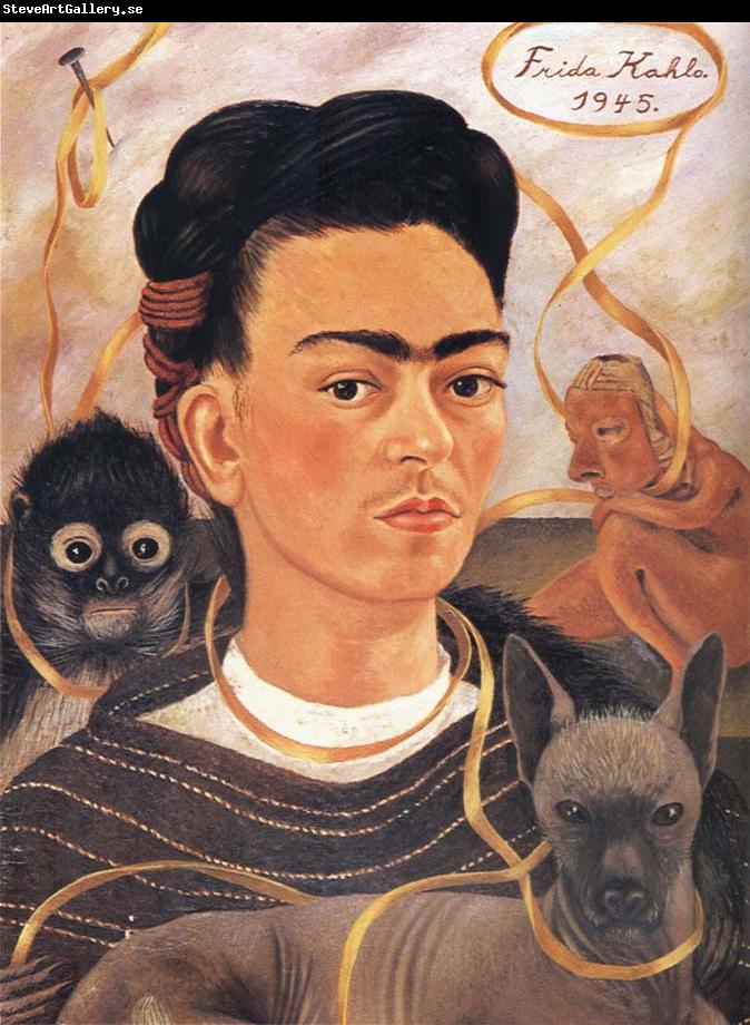 Frida Kahlo Self-Portrait with Small Monkey